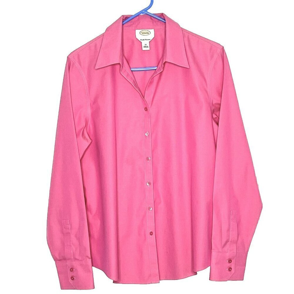 Talbots Wrinkle Resistant Button Up Blouse size 14 Pink Career Office